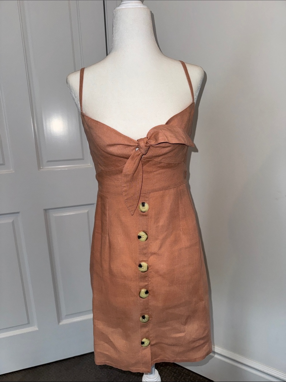 Faithfull the Brand Rust Tie-Front Mini Dress